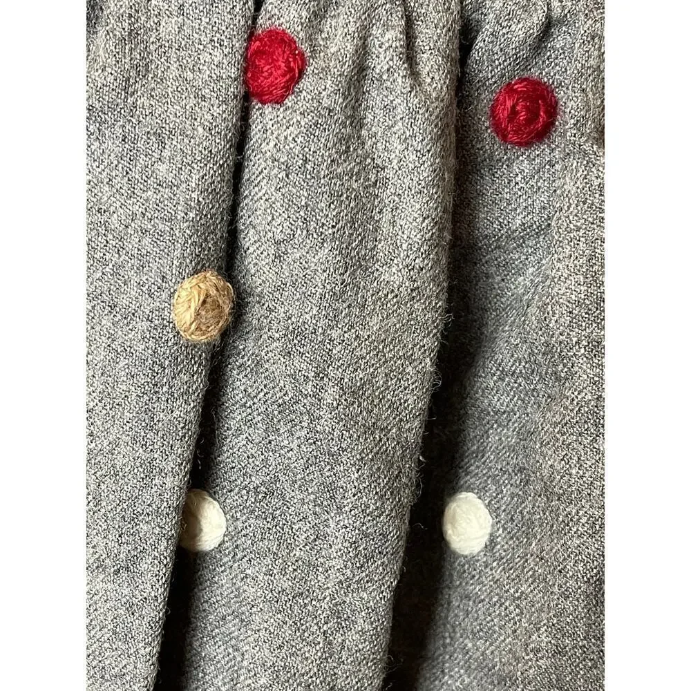 Clo Clo Gray Red Short Sleeve Wool Blend Dress Girls Size 4